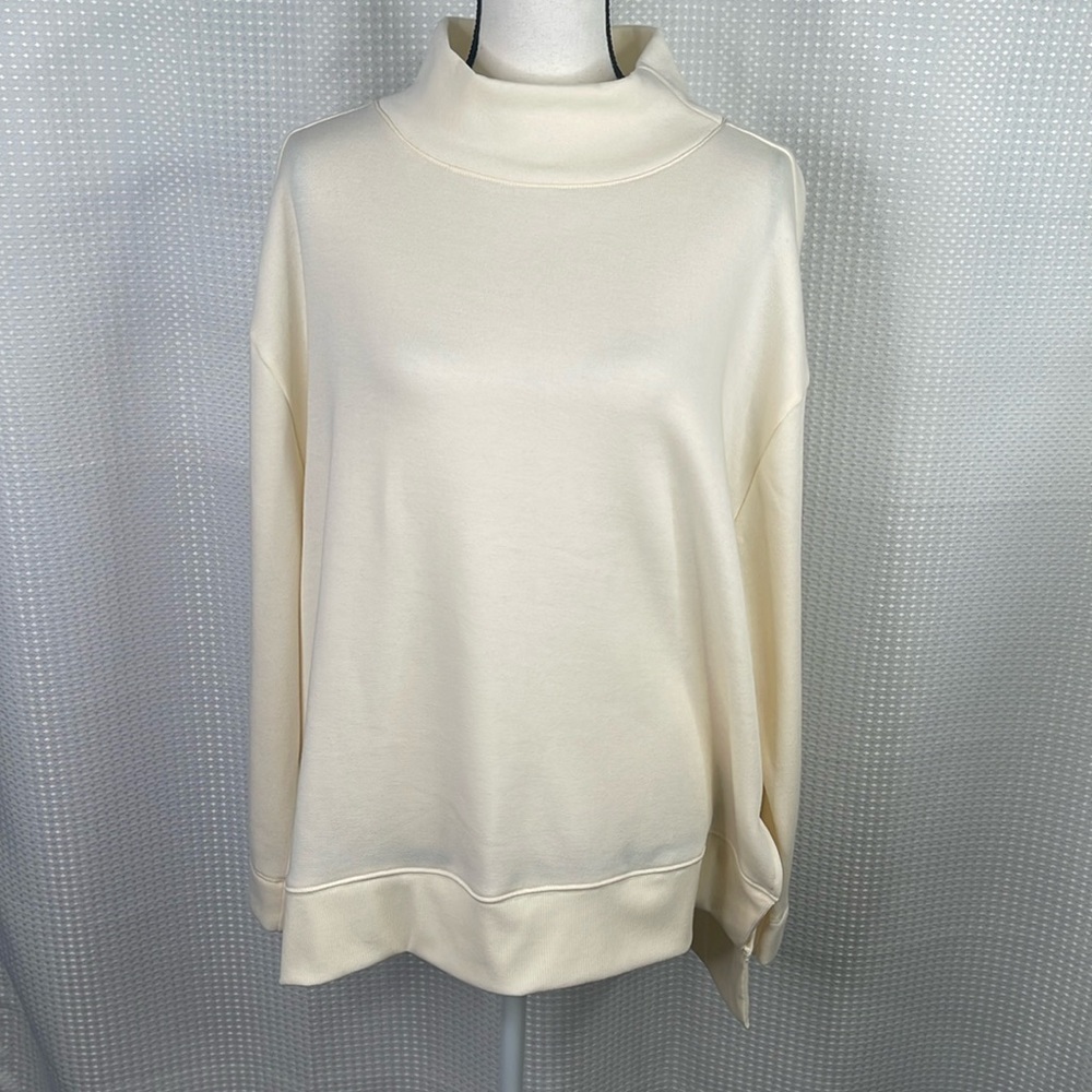 Anthropologie Maeve Mock Neck Top Fleece Cream NWT Sz M
